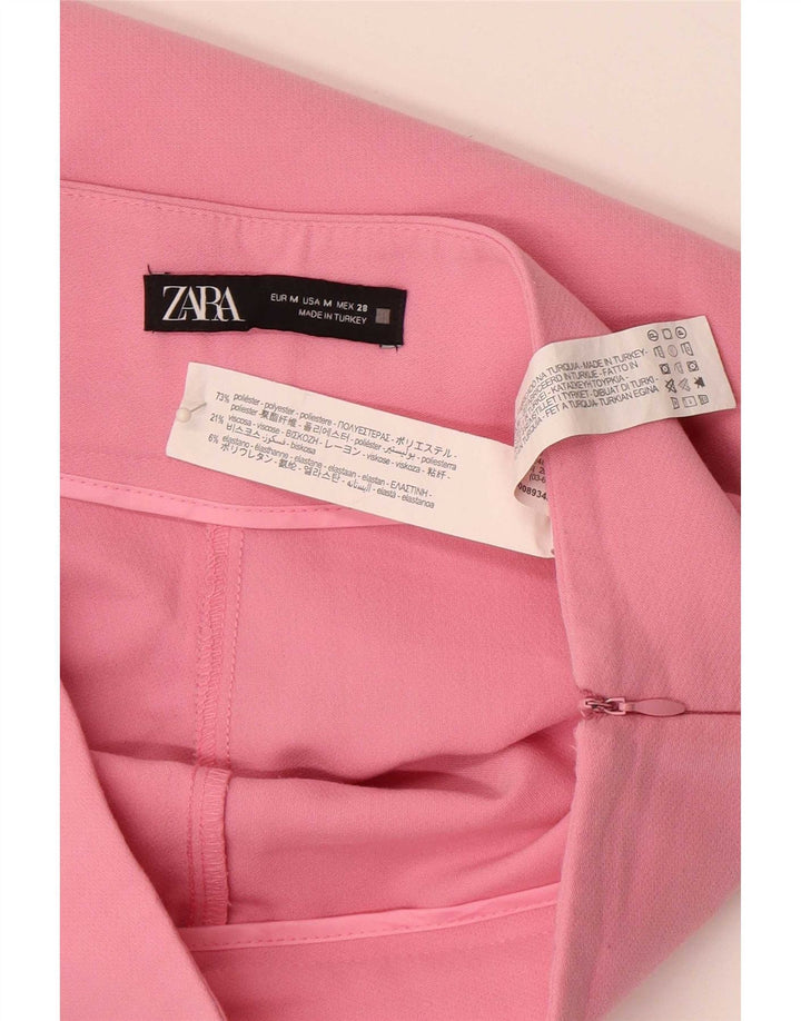 Zara Женские повседневные шорты с высокой талией, средний размер W28, розовый полиэстер