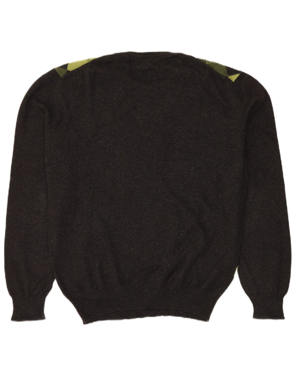 Винтажный мужской джемпер с круглым вырезом IT 54 XL, черный аргайл/бриллиант