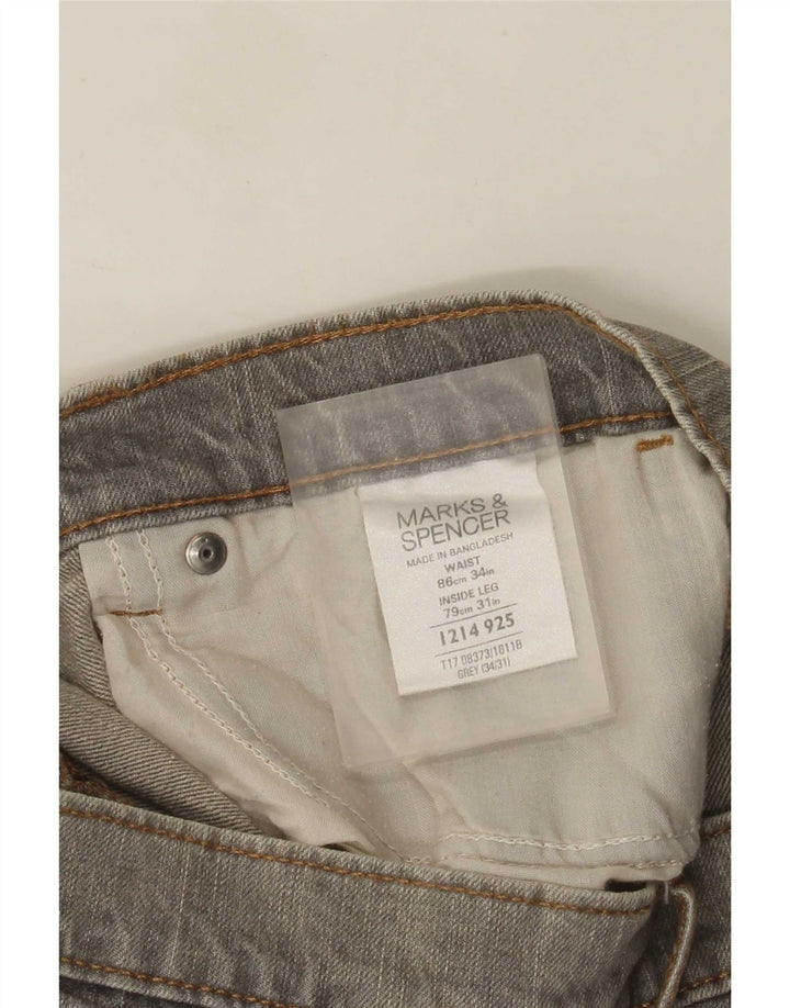 Мужские прямые джинсы Marks & Spencer W34 L31 серые, хлопок