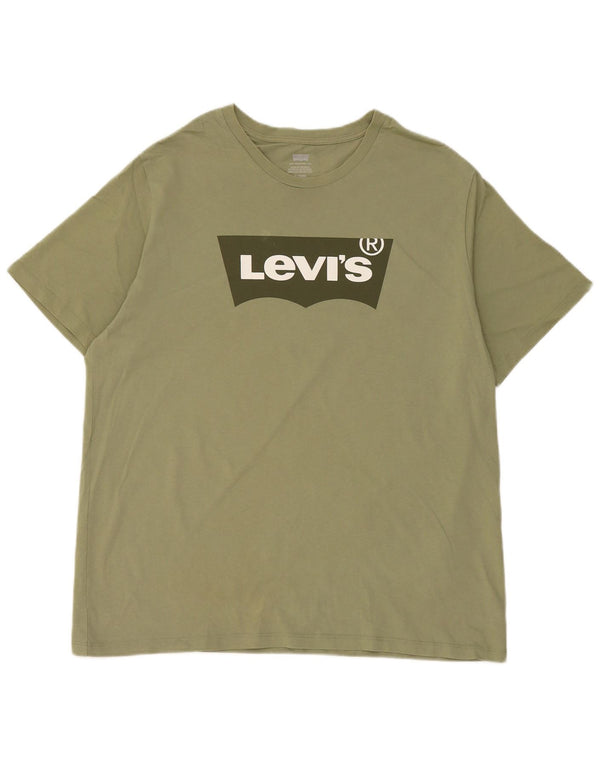 Мужская футболка с рисунком LEVI'S, топ XL, зеленый хлопок