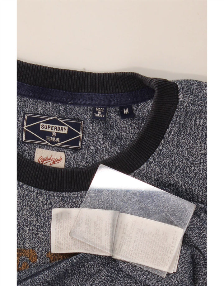 SUPERDRY Мужская футболка с рисунком Топ среднего размера, темно-синий, крапчатый, хлопок