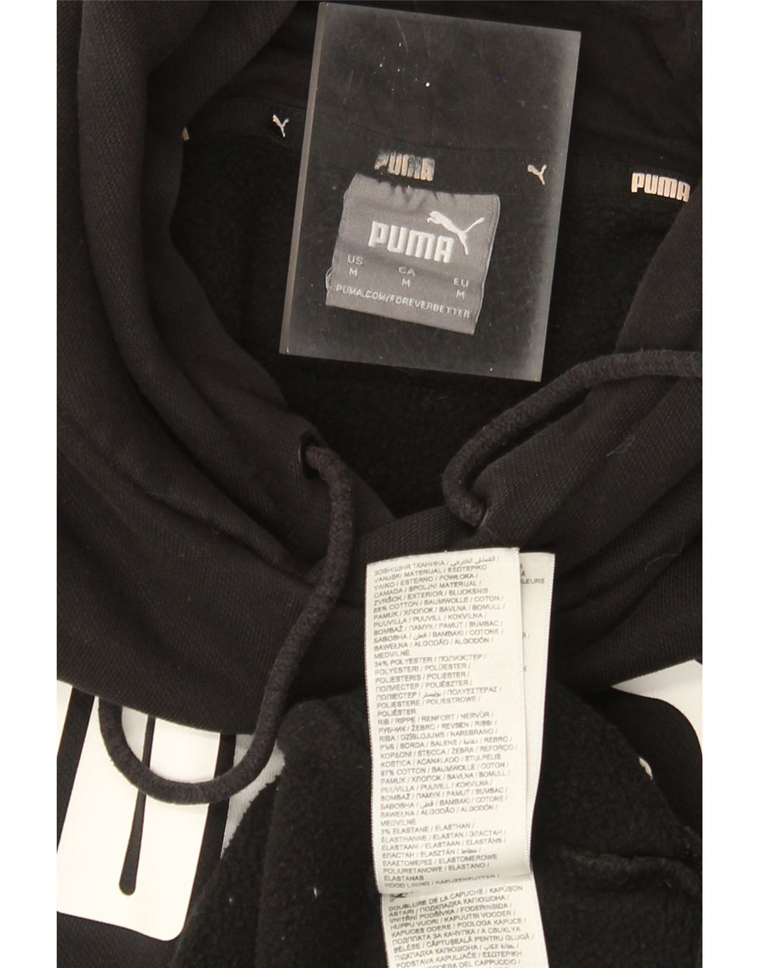 Мужской джемпер с капюшоном Puma, черный, хлопковый, среднего размера
