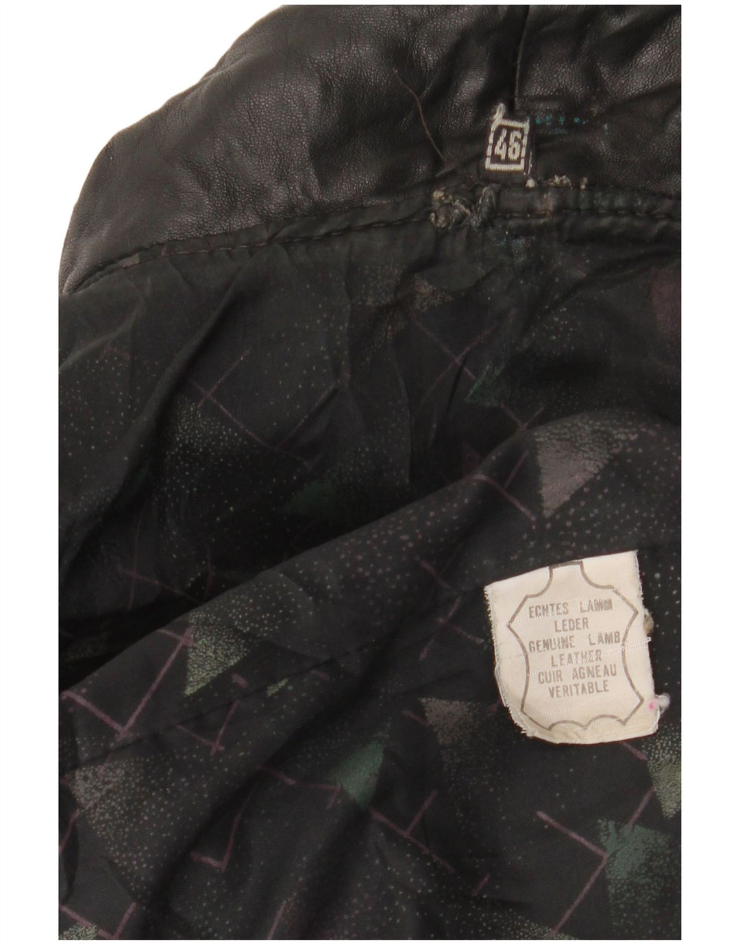 Винтажная женская кожаная куртка оверсайз EU 46 XL, черная кожа