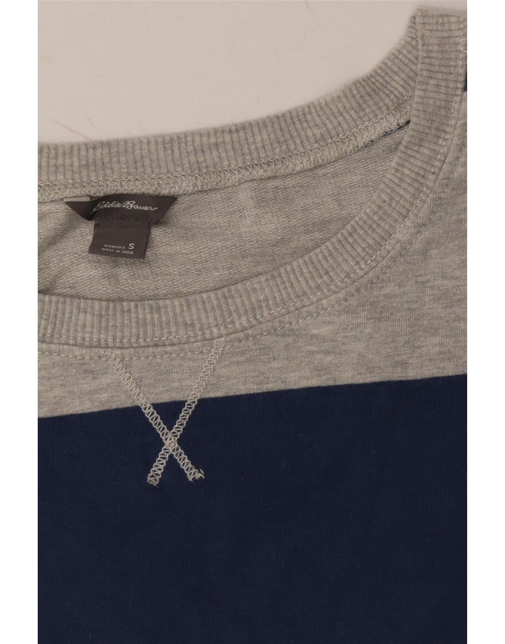 EDDIE BAUER Womens Oversized Top Long Sleeve UK 10 Small Navy Blue Striped Vintage Eddie Bauer and Second-Hand Eddie Bauer from Messina Hembry 