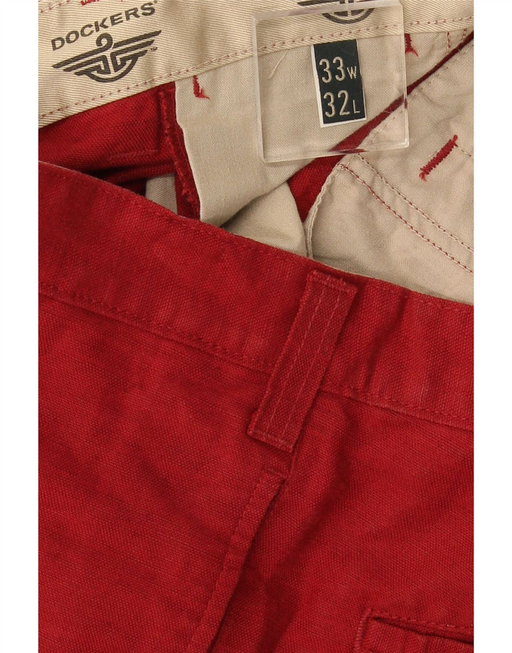 Мужские прямые брюки-чиносы Dockers цвета хаки W33 L32 красные