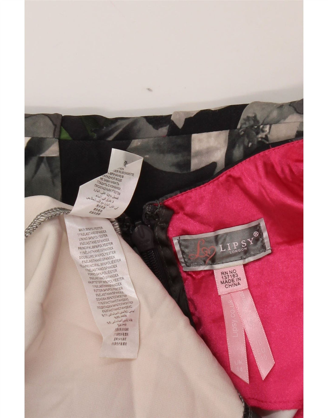 Женское платье-футляр LIPSY UK 14, полиэстер среднего серого цвета с цветочным принтом