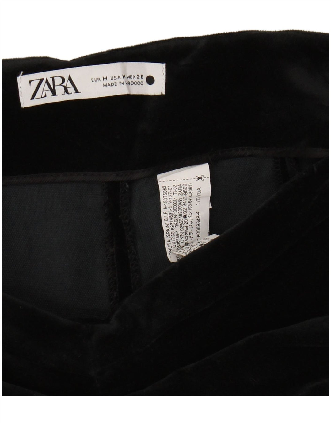 ZARA Женские бархатные зауженные повседневные брюки среднего размера W28 L27, черные хлопковые