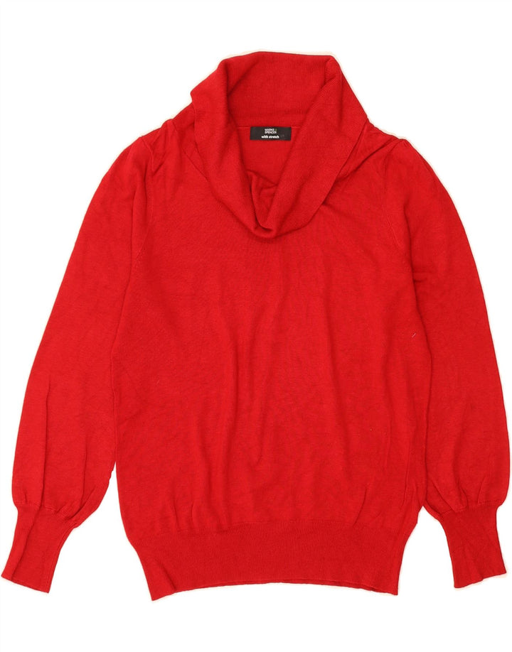 MARKS & SPENCER Womens Roll Neck Jumper Sweater UK 14 Medium Red Viscose Vintage Marks & Spencer and Second-Hand Marks & Spencer from Messina Hembry 