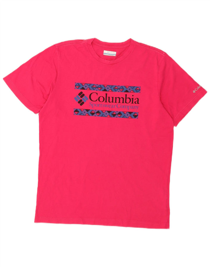 Мужская футболка Columbia с рисунком из хлопка среднего размера розового цвета