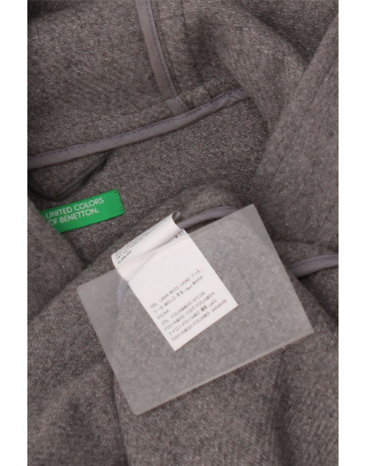 Мужской дафлкот с капюшоном BENETTON UK 42 XL, серый, шерсть