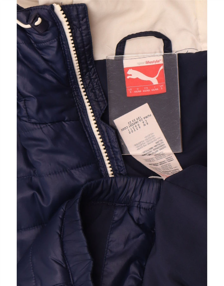 Мужская утепленная куртка Puma UK 36, маленькая синяя, полиэстер с цветными блоками