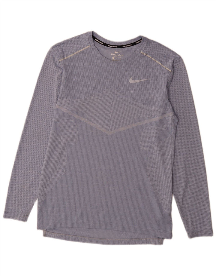 Мужской топ Nike Dri Fit с длинным рукавом, маленький синий в тонкую полоску, полиэстер