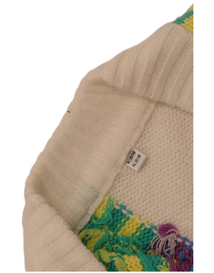 Винтажный женский кардиган-свитер EU 38/40, средний, разноцветный, с геометрическим рисунком