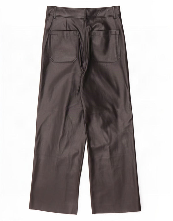 Женские широкие брюки из искусственной кожи Zara EU 40 Medium W30 L29, черные