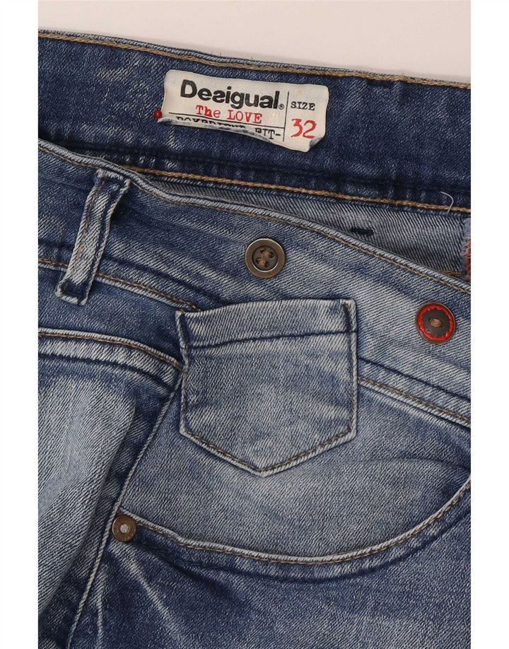 Женские узкие джинсы Desigual с рисунком W32 L30 синие с цветочным принтом