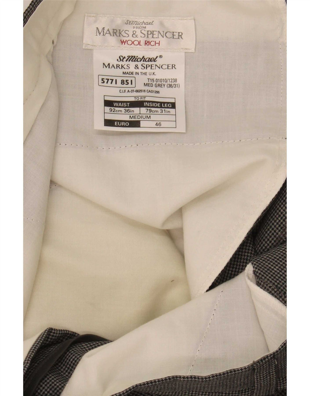 Мужские брюки Marks & Spencer St. Michael W36 L31 серые с узором "гусиные лапки"