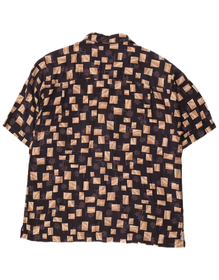 Мужская рубашка с коротким рукавом Joseph & Feiss, большая черная, шелковая с геометрическим рисунком