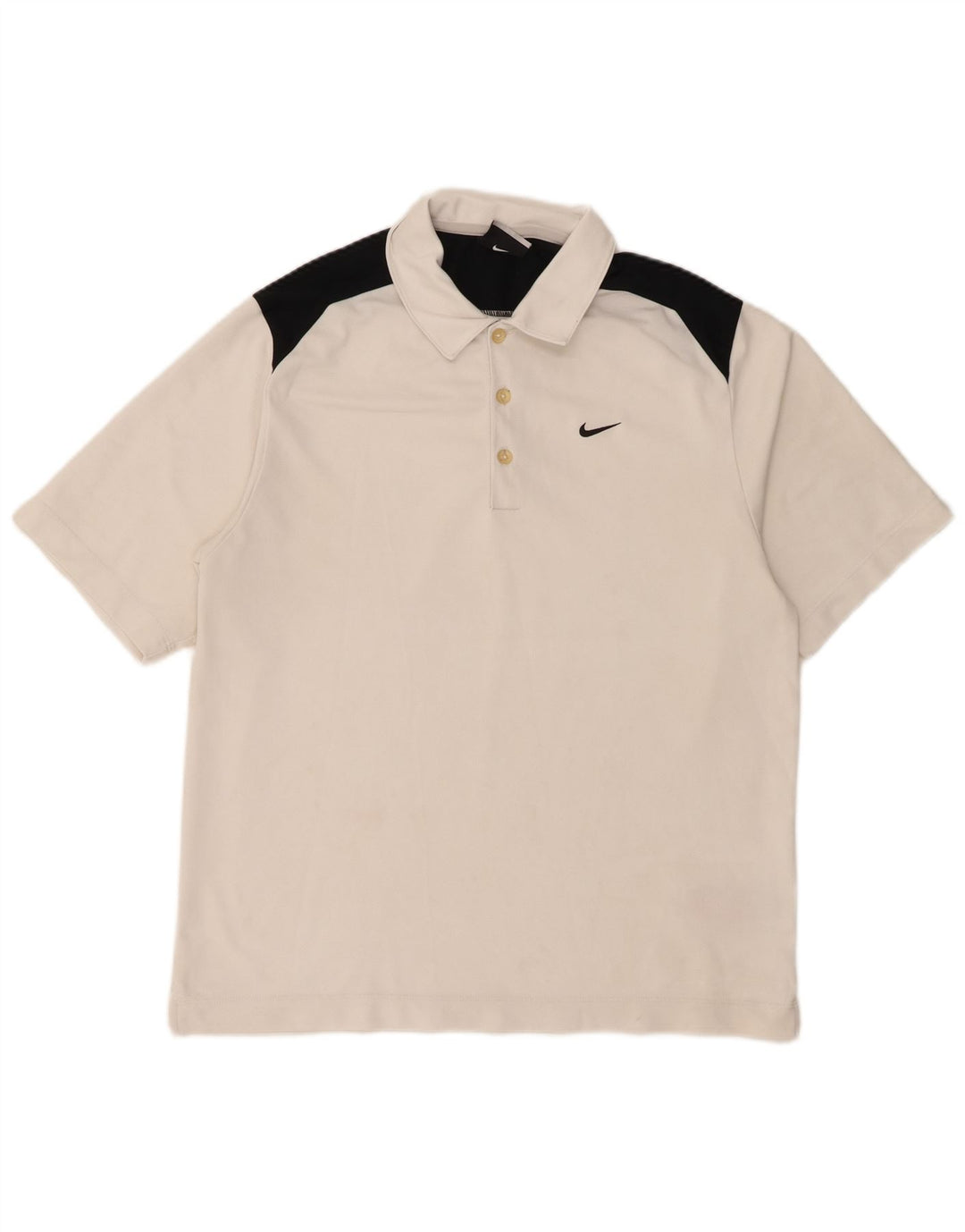 Мужская рубашка-поло Nike UK 38/41, средний белый цвет, полиэстер с цветными блоками