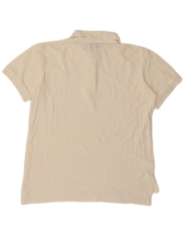 Les Copains Womens Polo Shirt IT 44 Medium Off White Cotton