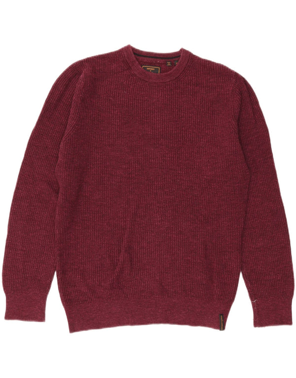 Мужской джемпер с круглым вырезом Superdry, средний бордовый хлопок, хлопок