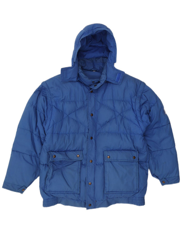 Creation Mens Hooded Padded Jacket IT 50 Large Blue Polyester