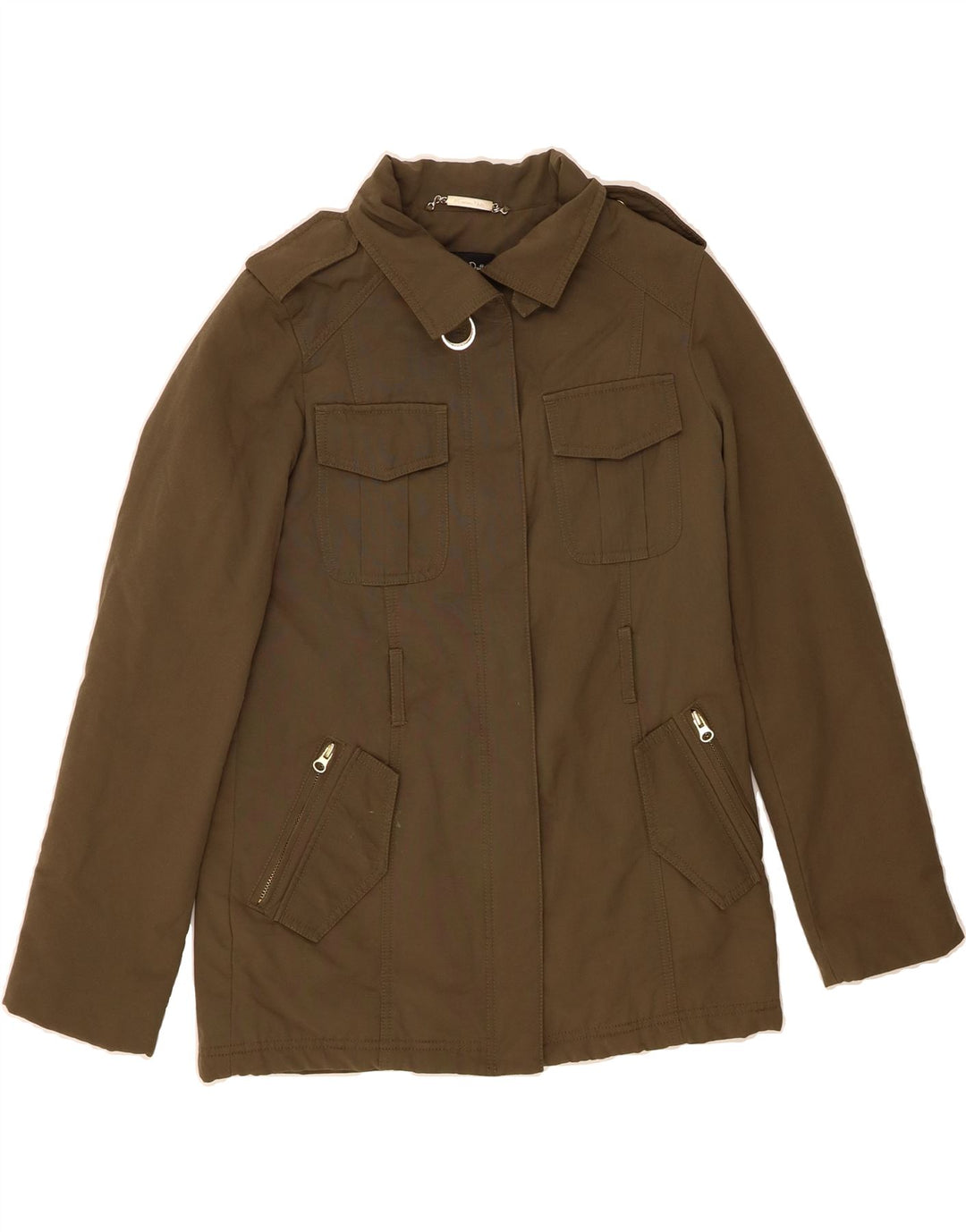 MASSIMO DUTTI Womens Military Jacket UK 14 Medium Khaki Cotton Vintage Massimo Dutti and Second-Hand Massimo Dutti from Messina Hembry 