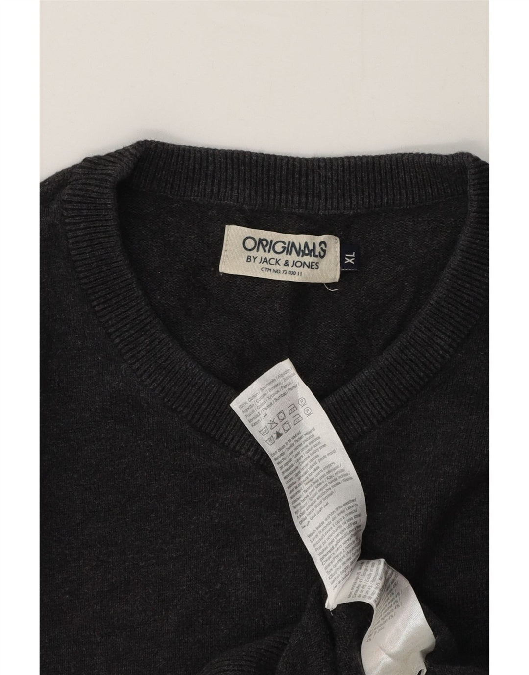 Мужской джемпер с v-образным вырезом Jack & Jones XL, серый хлопок