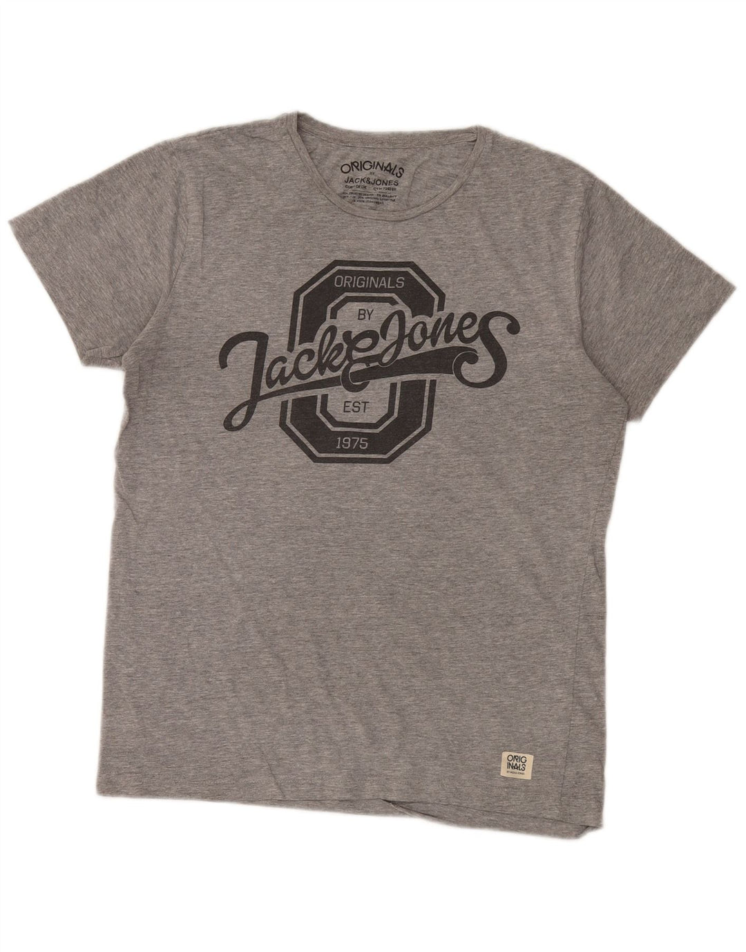 Мужская футболка с рисунком Jack & Jones, хлопковый топ среднего серого цвета с крапинками