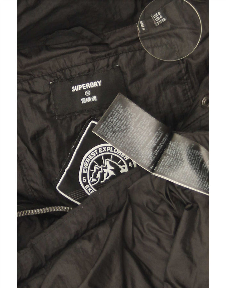 Женская утепленная куртка оверсайз с капюшоном Superdry UK 8, маленькая, черный нейлон