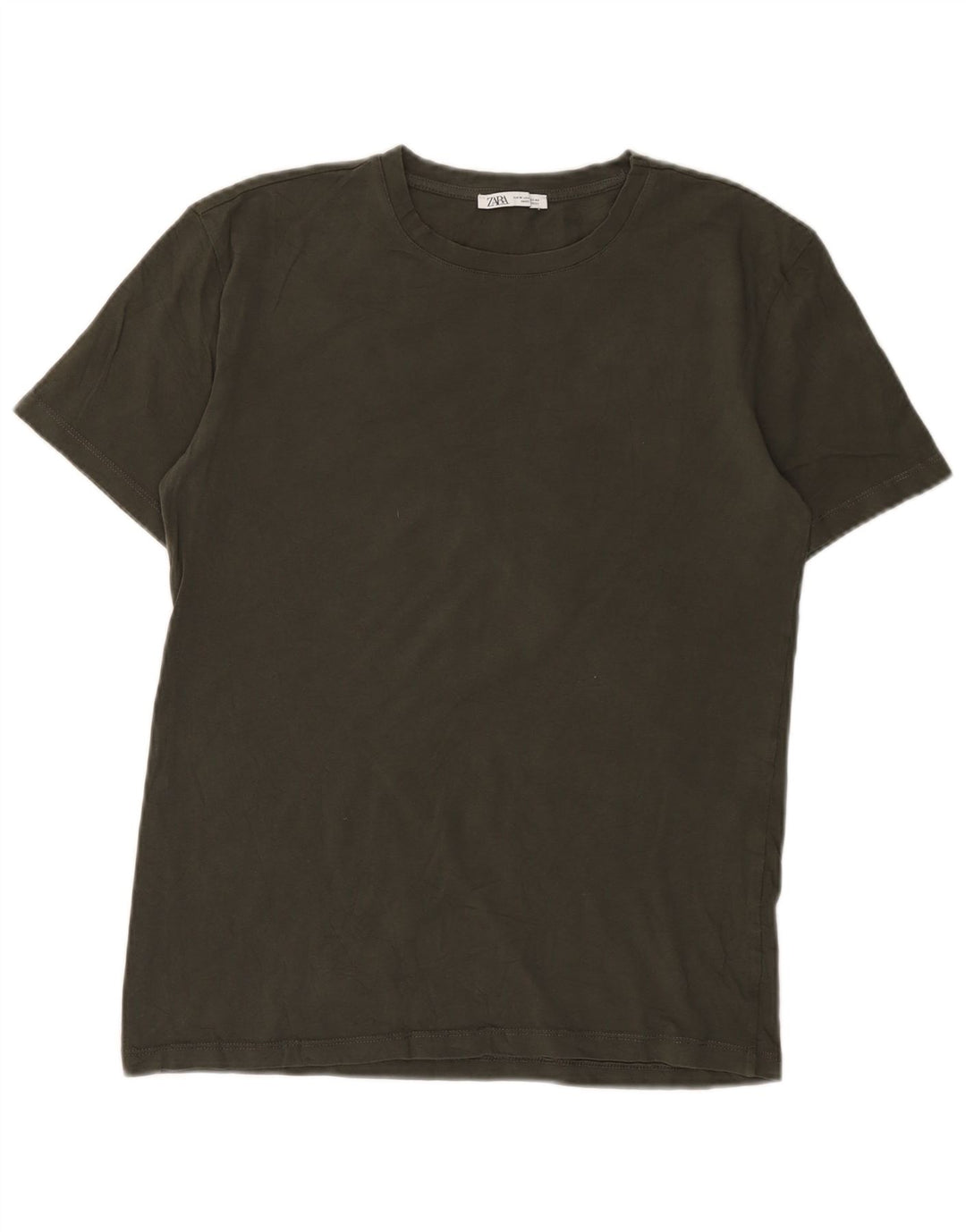 Мужская футболка Zara, хлопковый топ среднего коричневого цвета