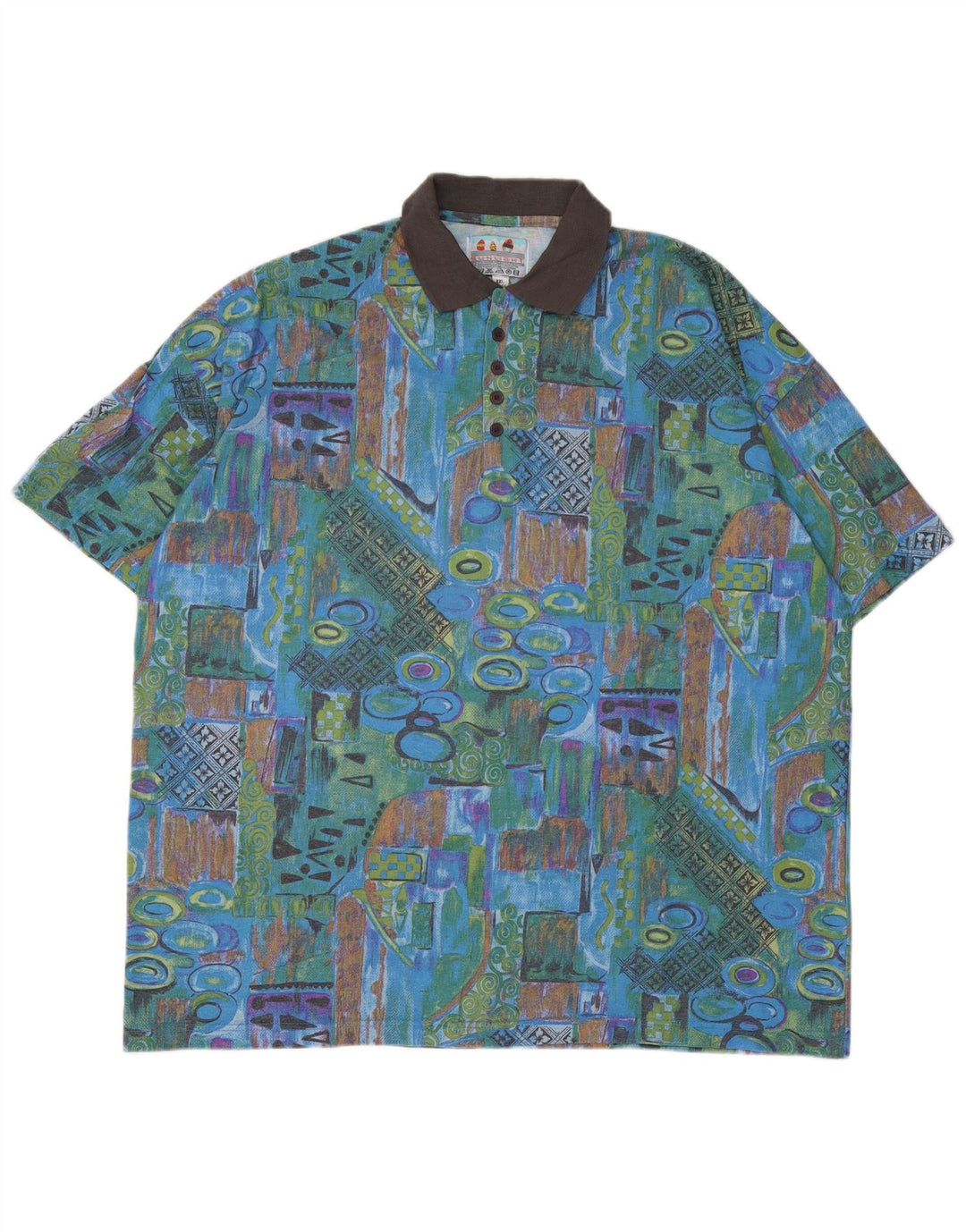 Мужская рубашка поло VINTAGE UK 45/46 2XL, разноцветный лоскутный хлопок