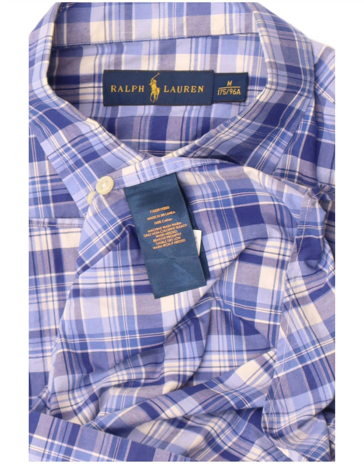Мужская рубашка с коротким рукавом Ralph Lauren, хлопковая синяя клетка среднего размера