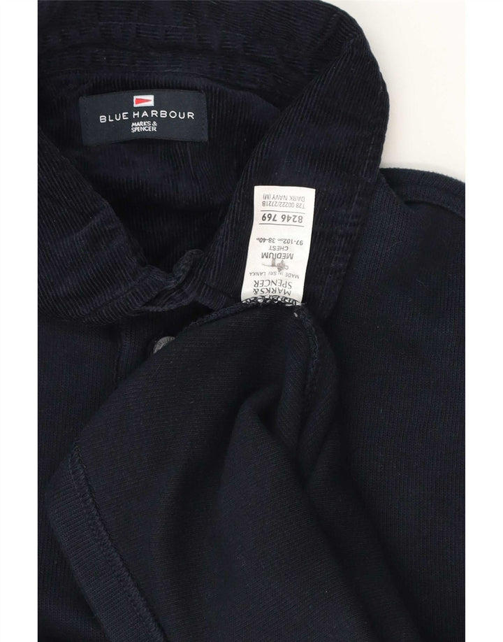 Мужская рубашка-поло с длинным рукавом Marks & Spencer Blue Harbour, средний темно-синий хлопок, хлопок