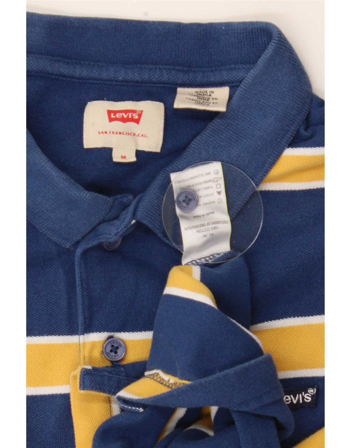 Мужская рубашка-поло Levi's, хлопковая темно-синяя полоска среднего размера