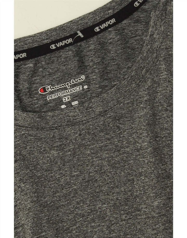 CHAMPION Womens T-Shirt Top 2XL Grey Flecked Polyester Vintage Champion and Second-Hand Champion from Messina Hembry 