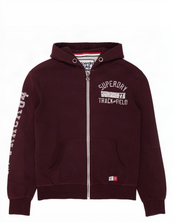 Мужской свитер с капюшоном на молнии с графическим рисунком Superdry XL, бордовый хлопок
