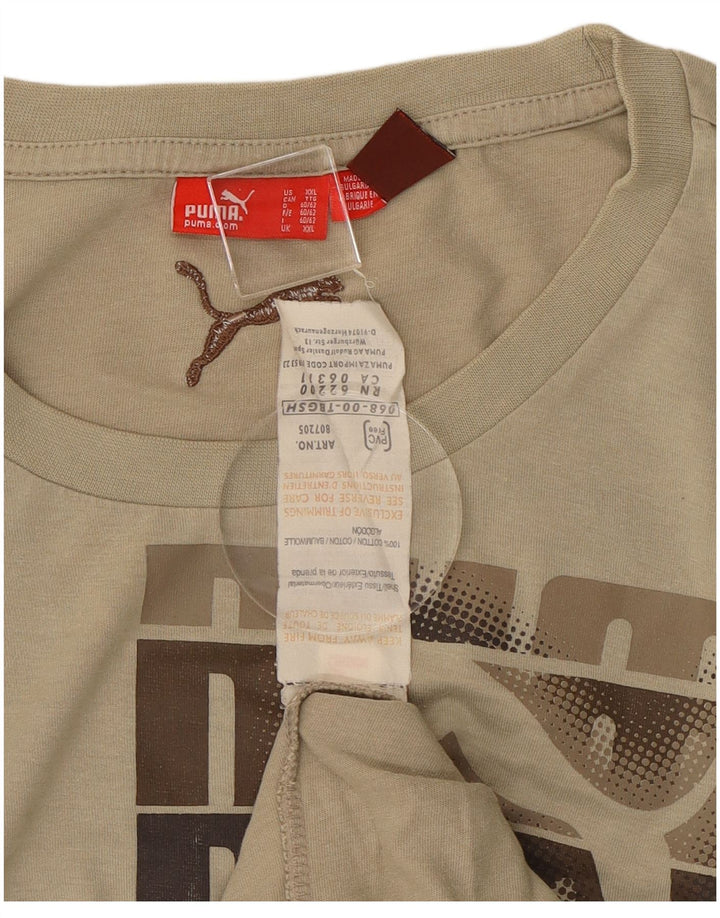 Мужской топ с рисунком Puma с длинным рукавом 2XL, бежевый хлопок