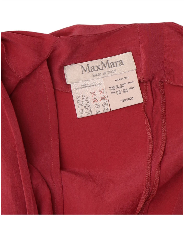 Женская блузка с длинным рукавом Max Mara, Великобритания, 16, большой красный шелк