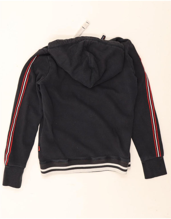 Женский свитер с капюшоном на молнии с графическим рисунком Superdry UK 14, большой темно-синий, хлопок