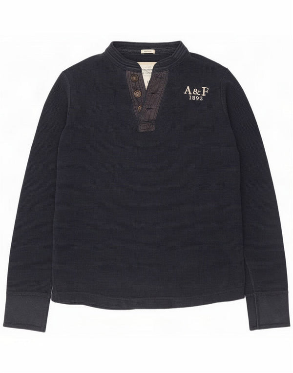 Abercrombie & Fitch Mens Muscle Top Long Sleeve Large Navy Blue Cotton