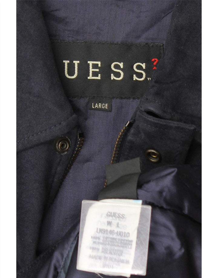 Мужской бомбер Guess UK 40, большой темно-синий, хлопок