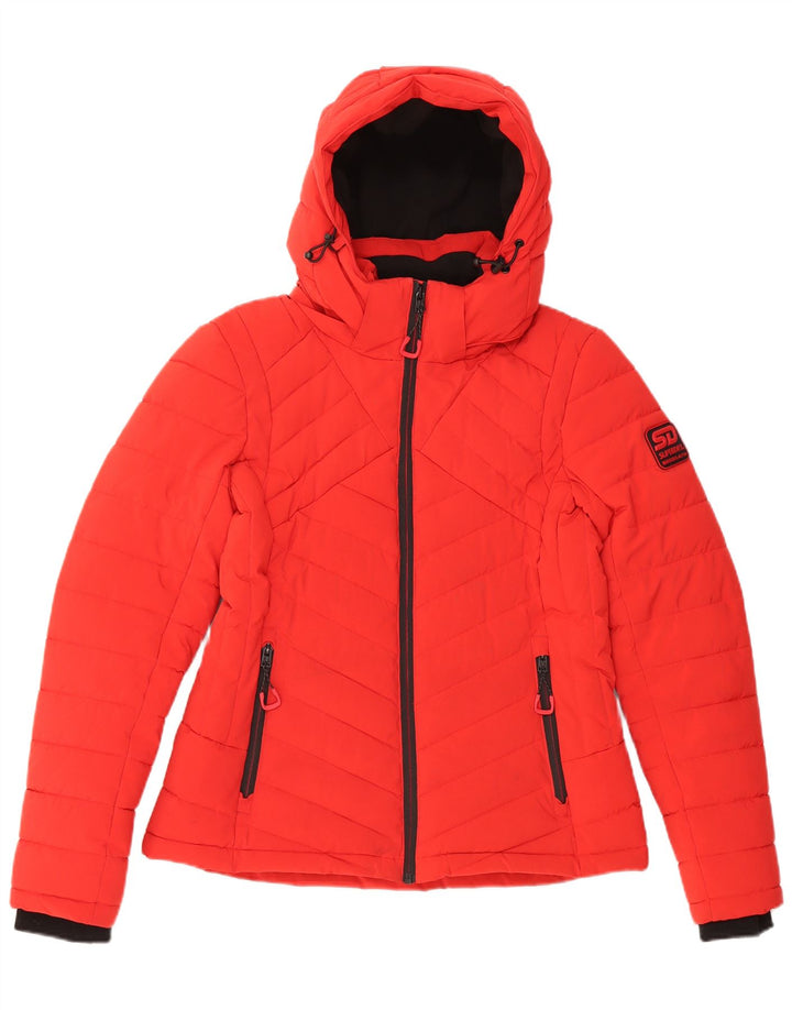 Женская утепленная куртка оверсайз с капюшоном Superdry UK 10, маленький красный полиэстер