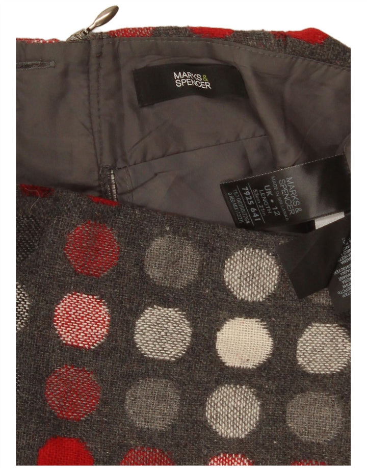 Женская прямая юбка Marks & Spencer UK 12 Medium W30 Серая в горошек