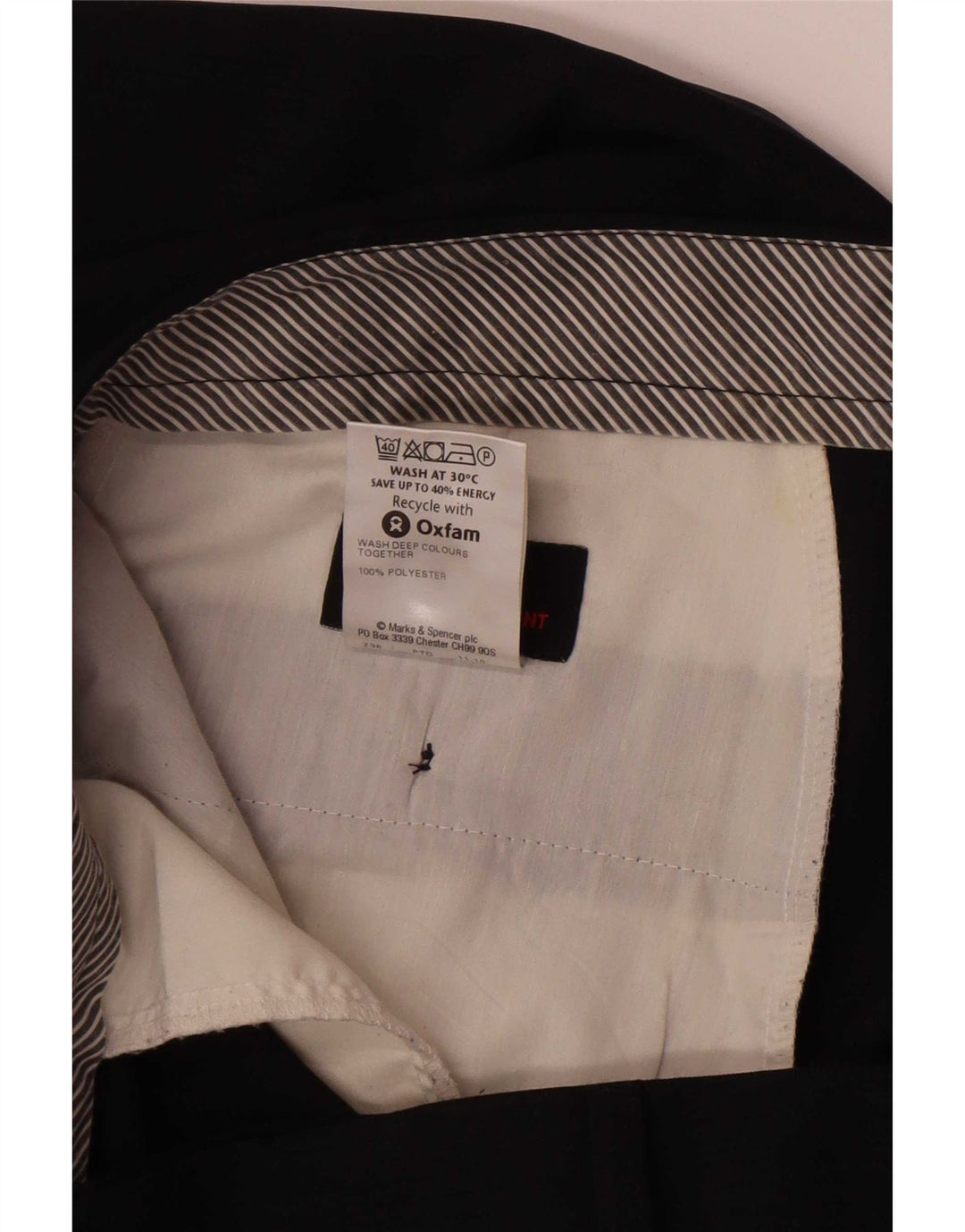 Мужские прямые костюмные брюки Marks & Spencer W38 L33 темно-синие из полиэстера