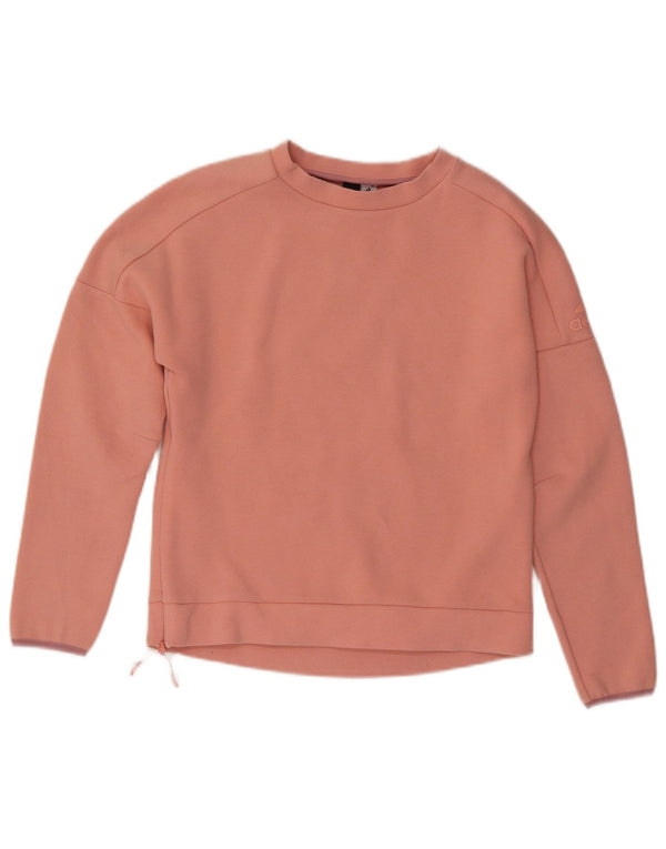 Женский свитер оверсайз ADIDAS, размер 8/10, маленький розовый хлопок, Великобритания