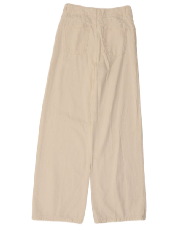 Zara Womens High Waist Wide Leg Jeans EU 36 XS W26 L32 White Cotton