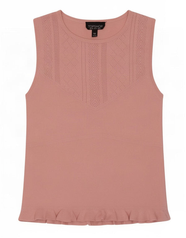 Topshop Женская блузка без рукавов Top UK 8 Small Pink Viscose
