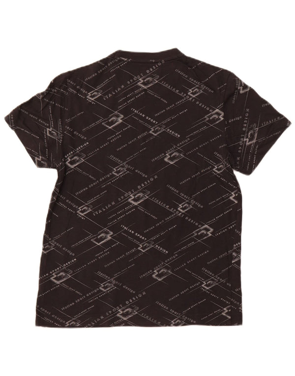 LOTTO Womens Graphic T-Shirt Top UK 10 Small Black Cotton