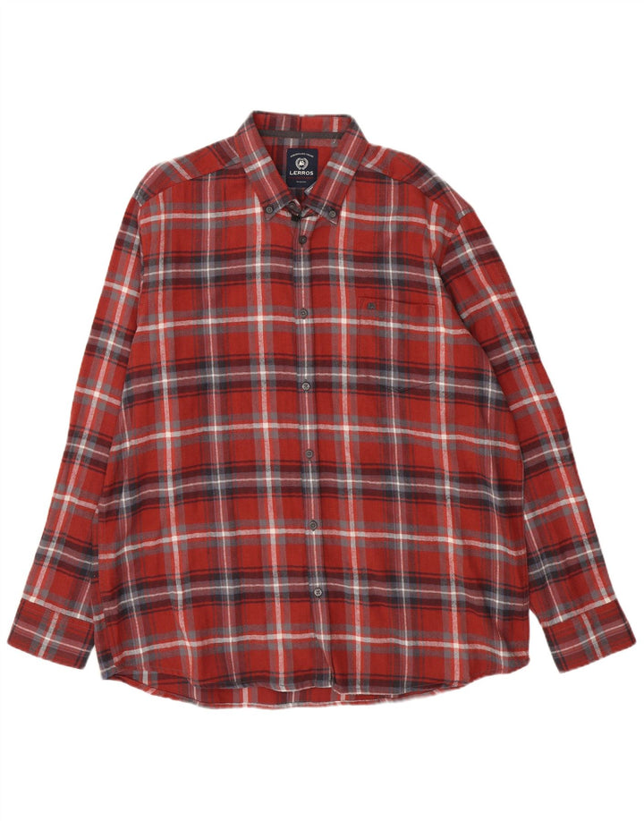 LERROS Mens Flannel Shirt 2XL Red Check Cotton