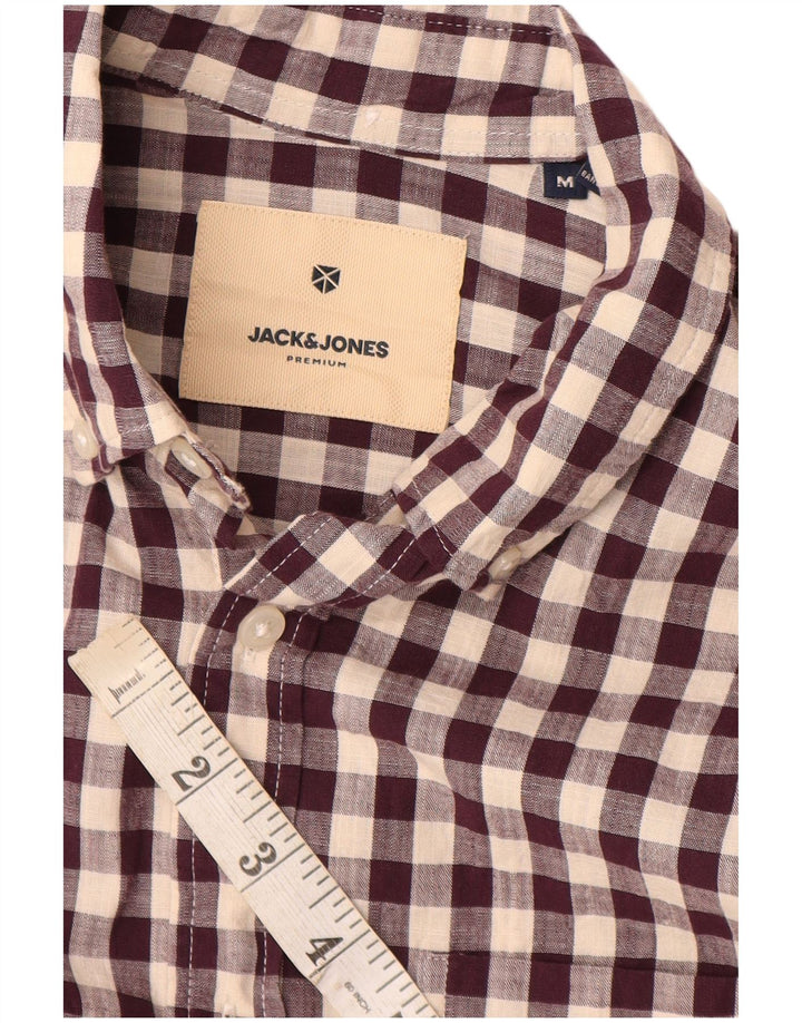 Мужская рубашка Jack & Jones среднего цвета, бордовый, в мелкую клетку, хлопок
